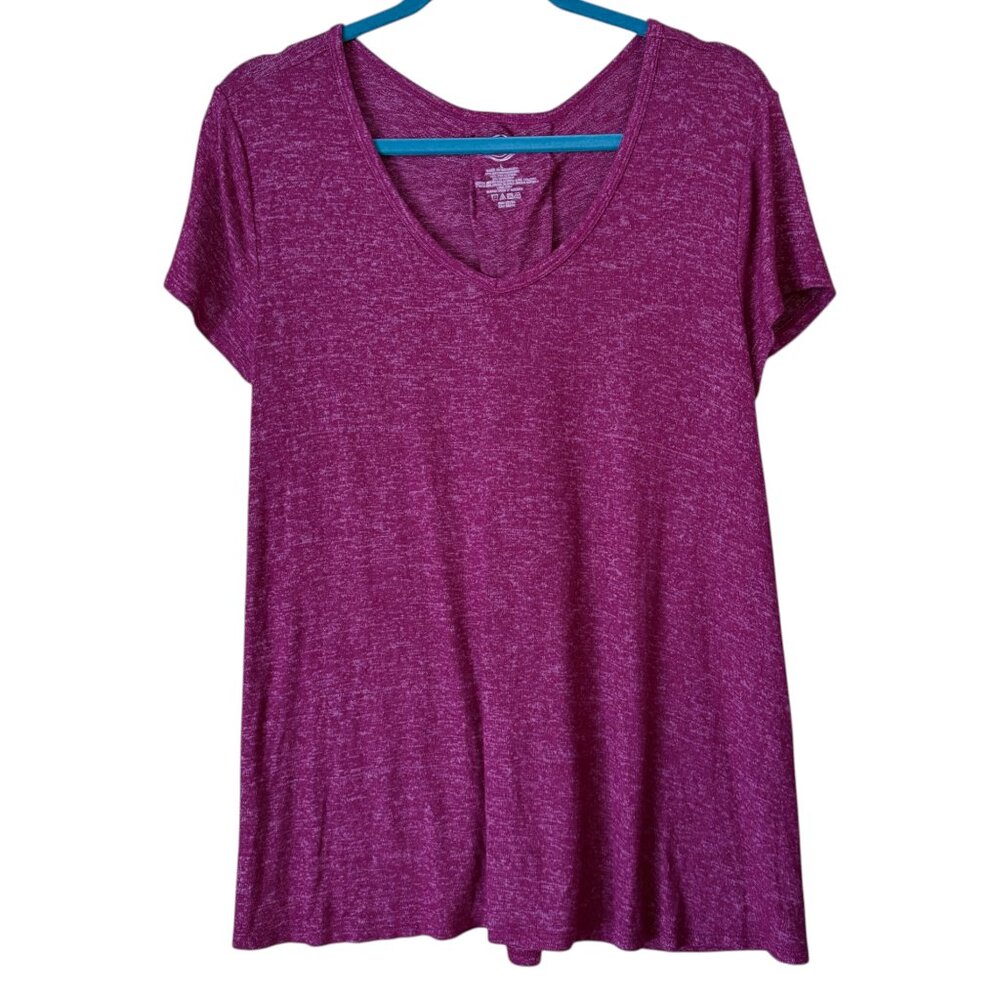 Maurices Women's 24/7 Berry Lace Up Back Short Sleeve Tee Size Large